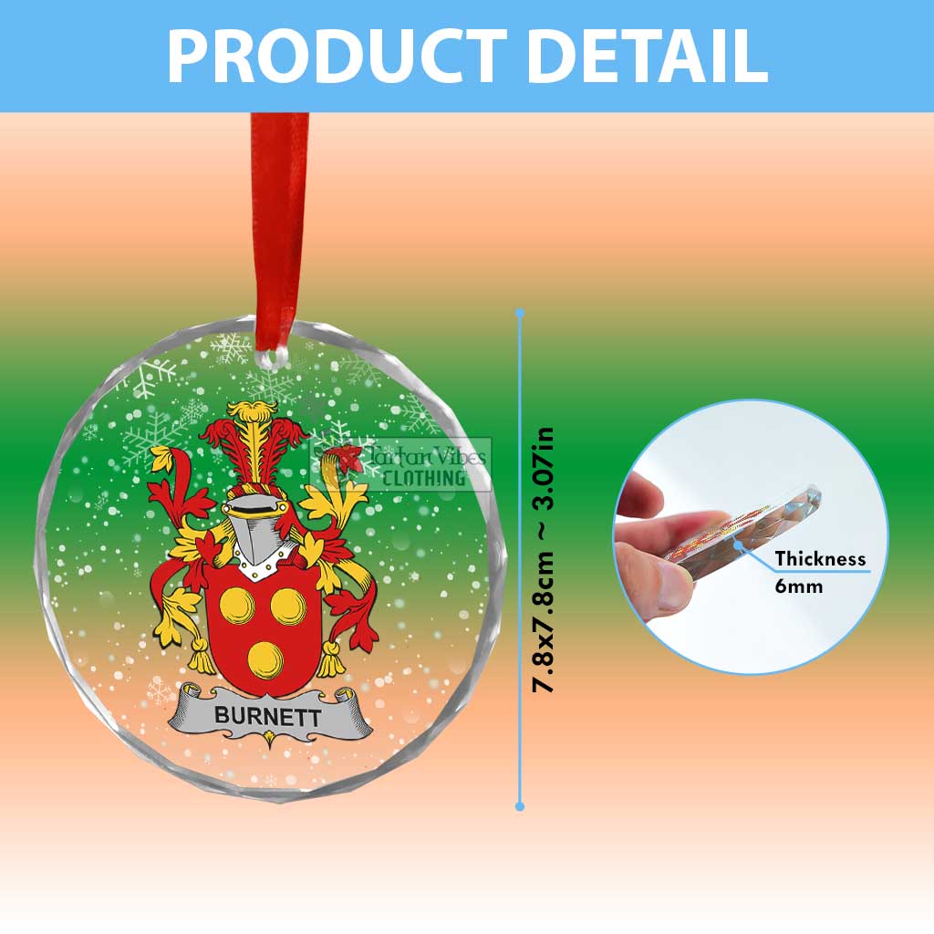 Burnett Irish Clan Christmas Glass Ornament with Coat of Arms - 2D-tartanvibesclothing