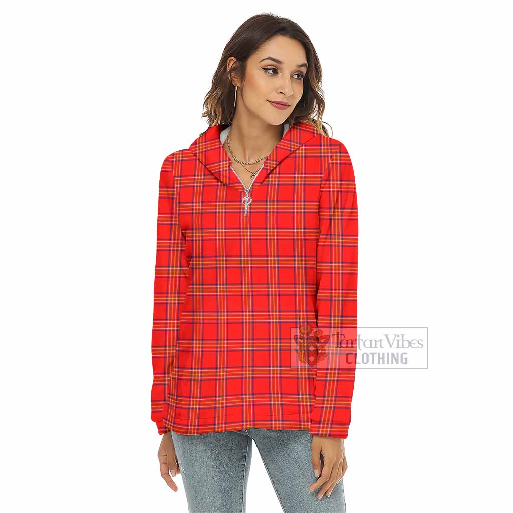 Tartan Vibes Clothing Burnett Tartan Women's Borg  Half Zip Fleece Hoodie