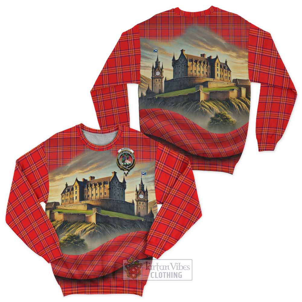 Tartan Vibes Clothing Burnett Tartan Family Crest Sweatshirt with Scottish Ancient Castle Style