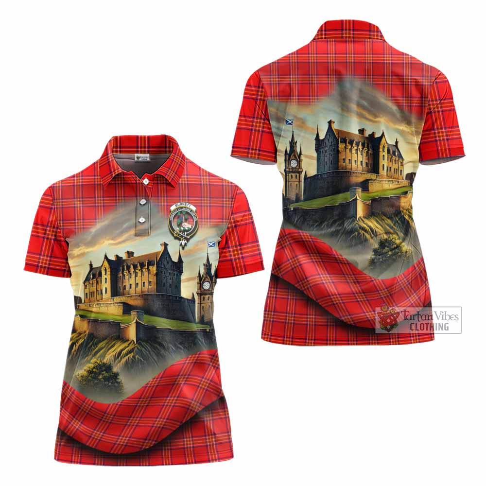 Tartan Vibes Clothing Burnett Tartan Family Crest Women's Polo Shirt with Scottish Ancient Castle Stype