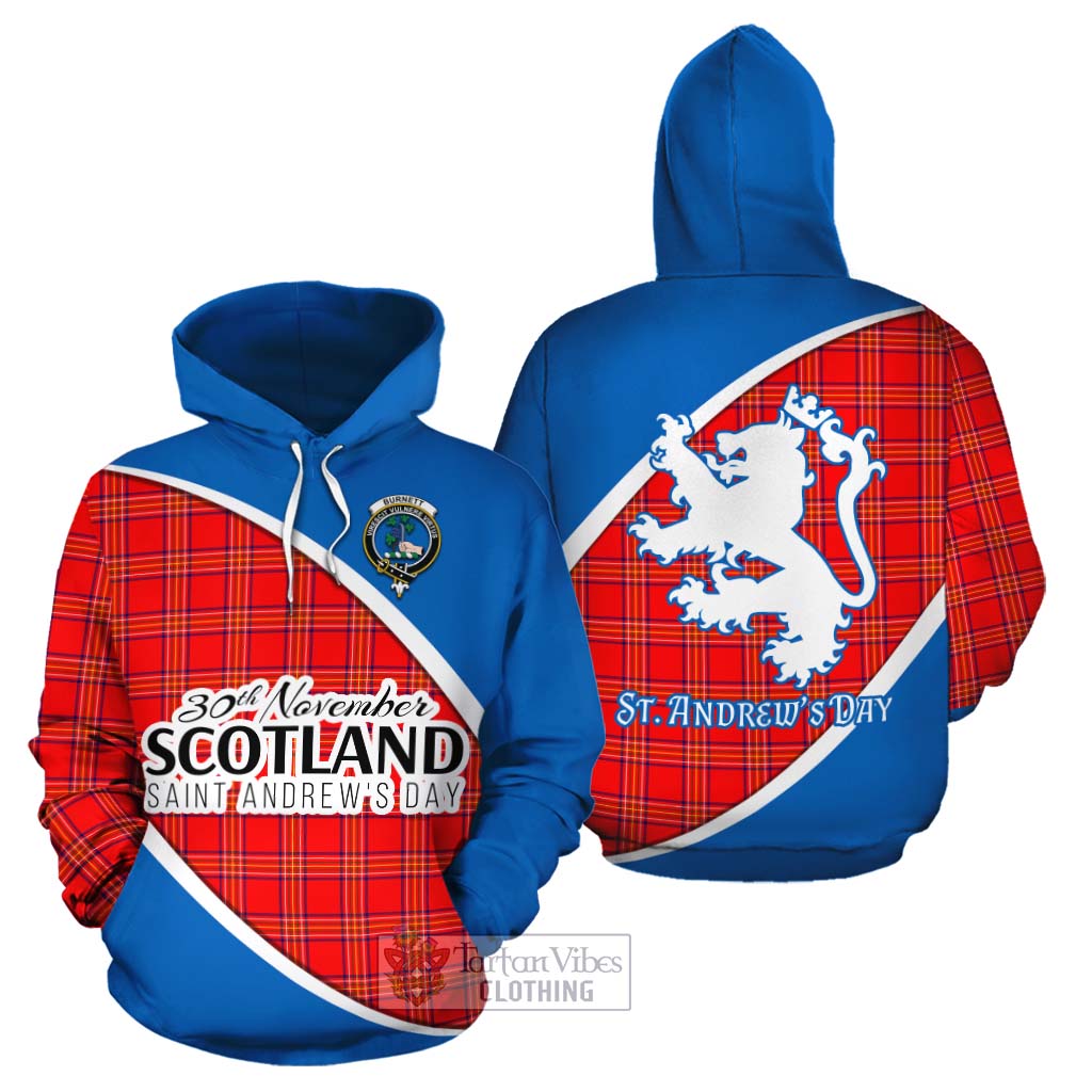 Tartan Vibes Clothing Burnett Family Crest Tartan Cotton Hoodie Celebrate Saint Andrew's Day in Style