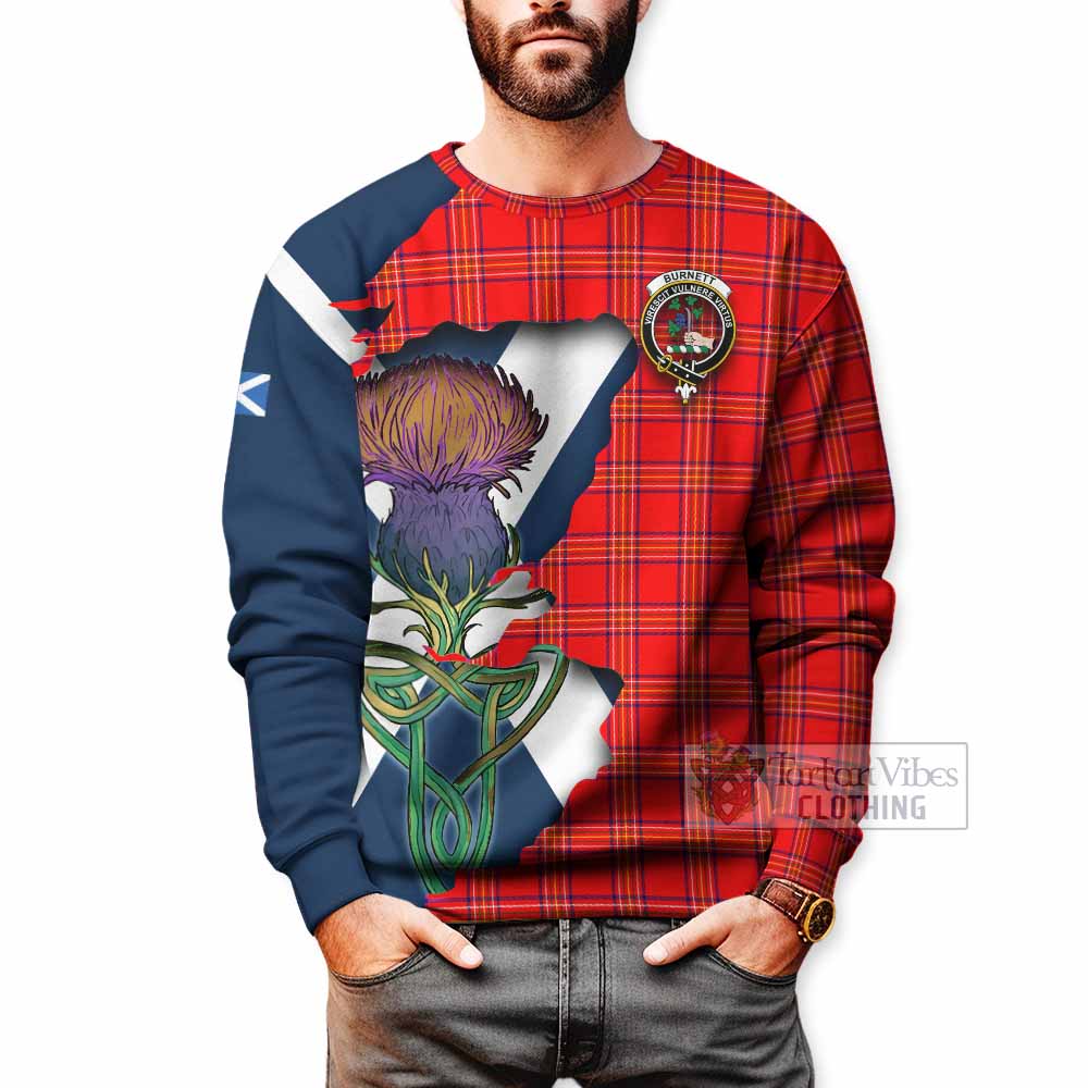 Tartan Vibes Clothing Burnett Tartan Family Crest Sweatshirt Scottish Thistle Celtic Inspired