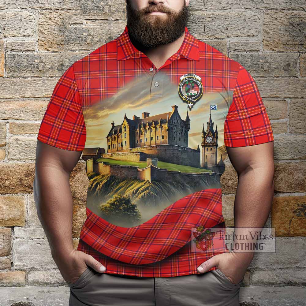 Tartan Vibes Clothing Burnett Tartan Family Crest Polo Shirt with Scottish Ancient Castle Stype