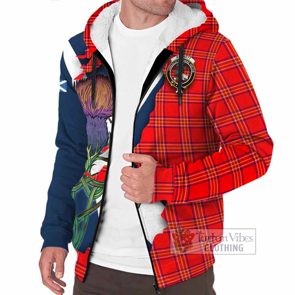 Tartan Vibes Clothing Burnett Tartan Family Crest Sherpa Hoodie Scottish Thistle Celtic Inspired