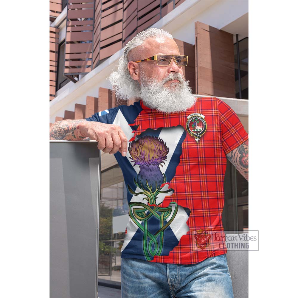 Tartan Vibes Clothing Burnett Tartan Family Crest Cotton T-shirt Scottish Thistle Celtic Inspired