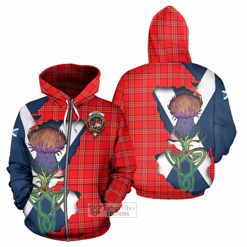 Tartan Vibes Clothing Burnett Tartan Family Crest Hoodie Scottish Thistle Celtic Inspired
