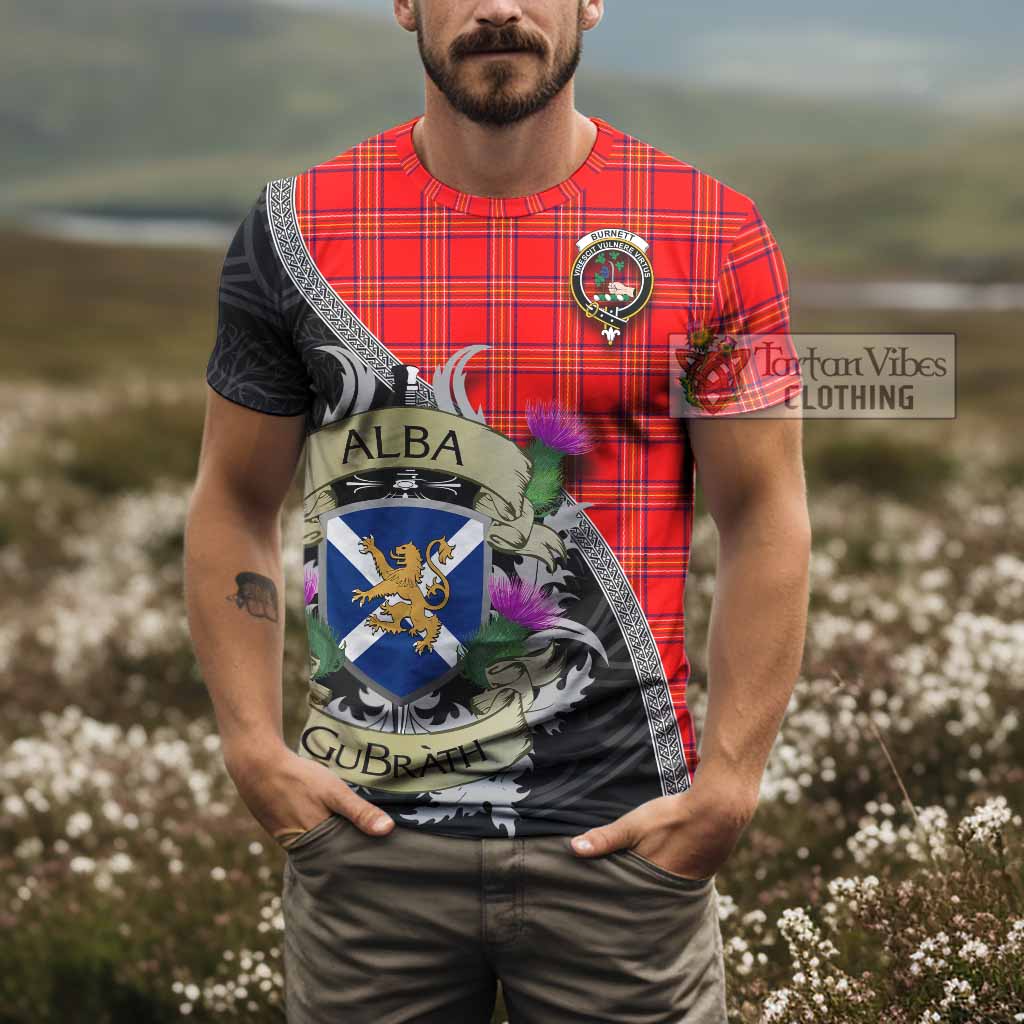 Tartan Vibes Clothing Burnett Tartan Family Crest T-Shirt Lion Rampant Royal Thistle Shield Celtic Inspired