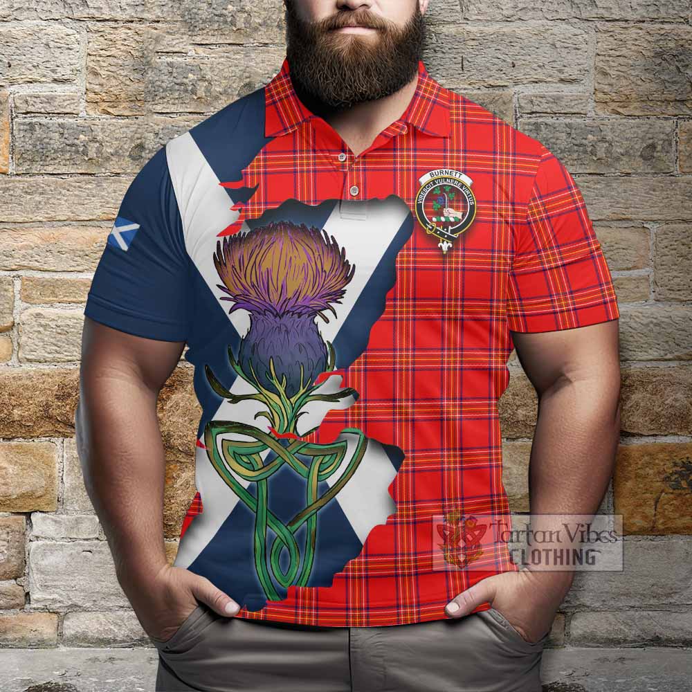Burnett Tartan Family Crest Polo Shirt Scottish Thistle Celtic Inspired - Tartan Vibes Clothing