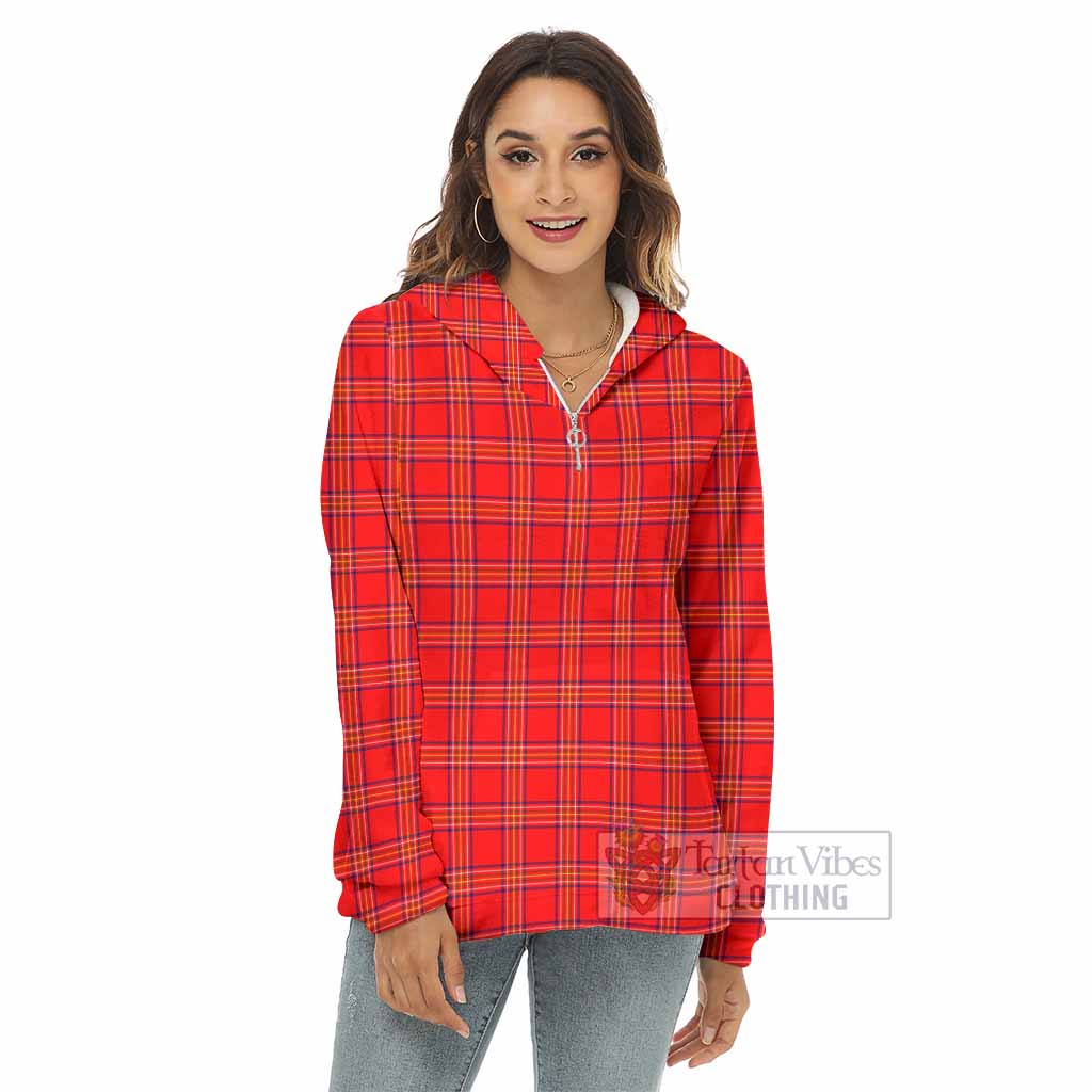 Tartan Vibes Clothing Burnett Tartan Women's Borg  Half Zip Fleece Hoodie