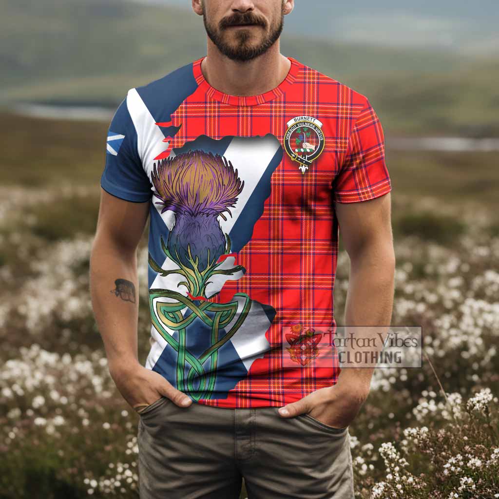 Tartan Vibes Clothing Burnett Tartan Family Crest T-Shirt Scottish Thistle Celtic Inspired
