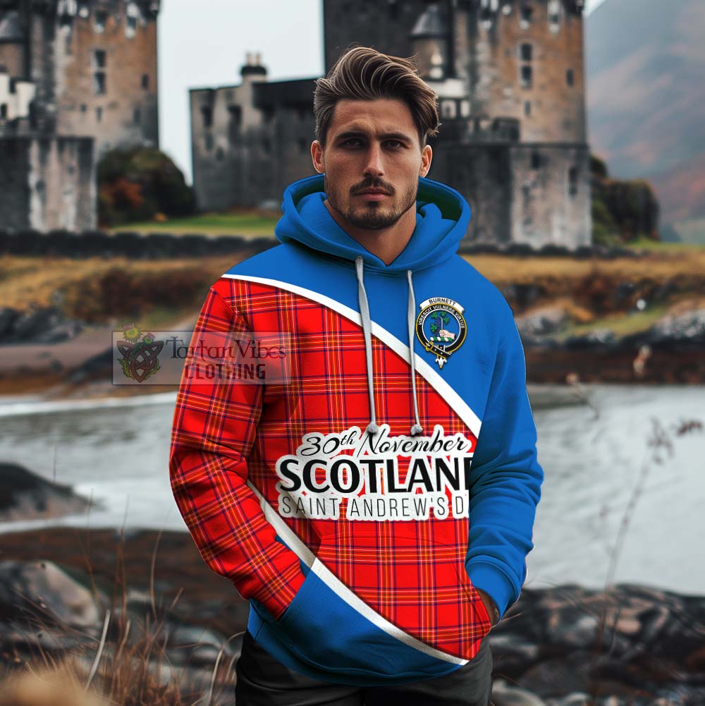 Tartan Vibes Clothing Burnett Family Crest Tartan Cotton Hoodie Celebrate Saint Andrew's Day in Style
