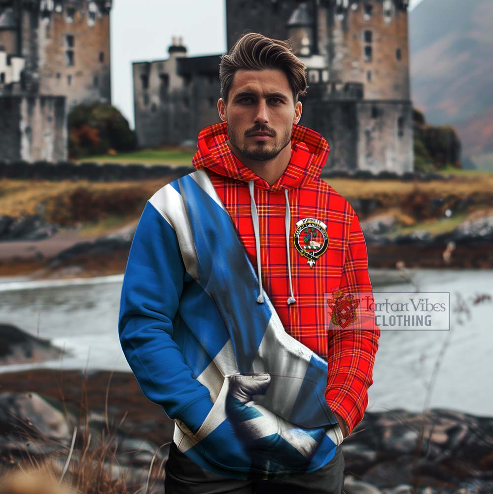 Tartan Vibes Clothing Burnett Tartan Cotton Hoodie with Family Crest Scotland Patriotic Style