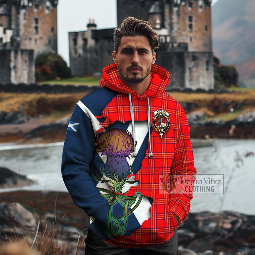 Tartan Vibes Clothing Burnett Tartan Family Crest Cotton Hoodie Scottish Thistle Celtic Inspired