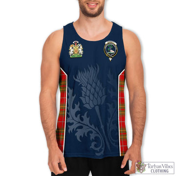 Burnett Ancient Tartan Men's Tanks Top with Family Crest and Scottish Thistle Vibes Sport Style