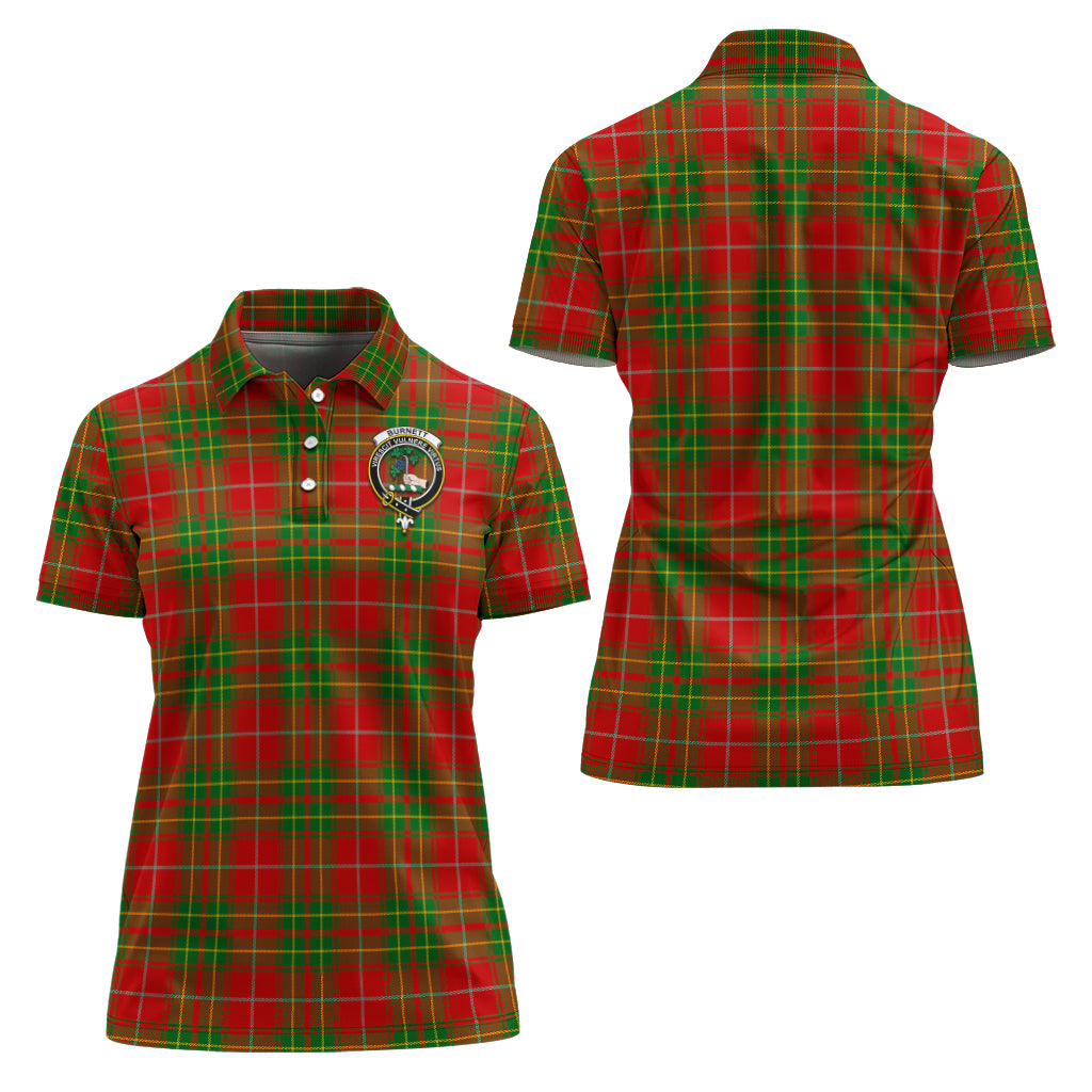 Burnett Ancient Tartan Polo Shirt with Family Crest For Women Women