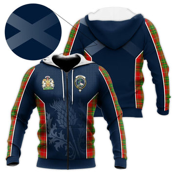 Burnett Ancient Tartan Knitted Hoodie with Family Crest and Scottish Thistle Vibes Sport Style