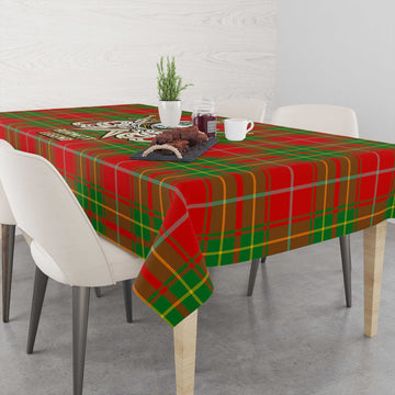 Burnett Ancient Tartan Tablecloth with Clan Crest and the Golden Sword of Courageous Legacy