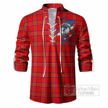 Burnett Clan Crest In Me Tartan Ghillie Shirt Scotland Flag Style