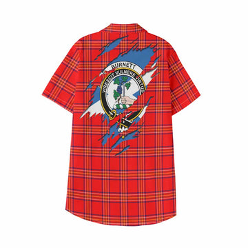 Burnett Clan Crest In Me Tartan Kid Hawaiian Shirt Scotland Flag Style