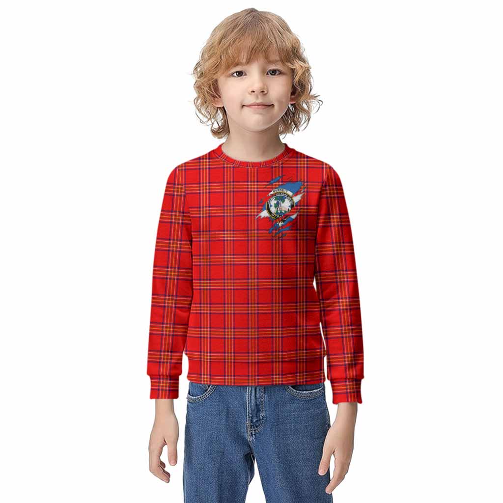 Burnett Clan Crest In Me Tartan Kid Knitted Sweatshirt Scotland Flag Style