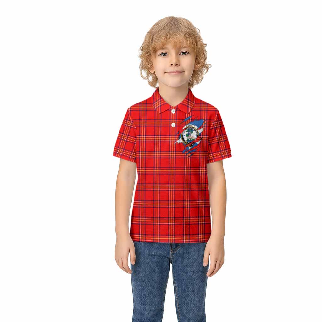 Burnett Clan Crest In Me Tartan Kid Polo Shirt Scotland Flag Style