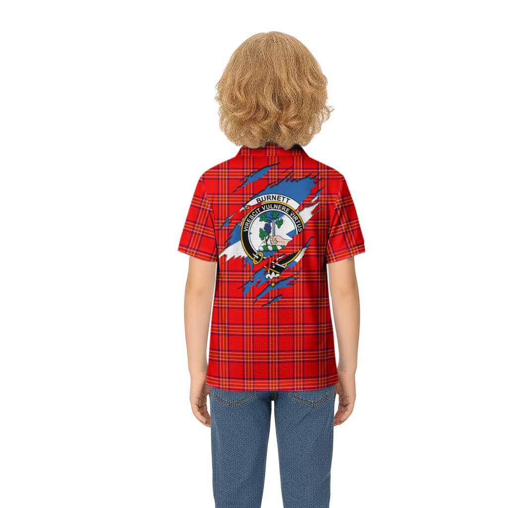 Burnett Clan Crest In Me Tartan Kid Polo Shirt Scotland Flag Style