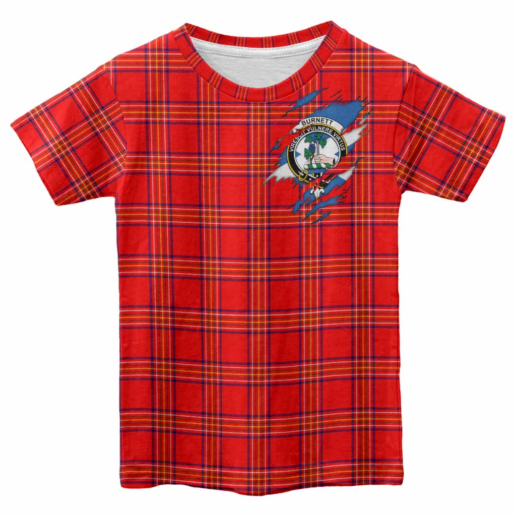 Burnett Clan Crest In Me Tartan Kid T-shirt Scotland Flag Style