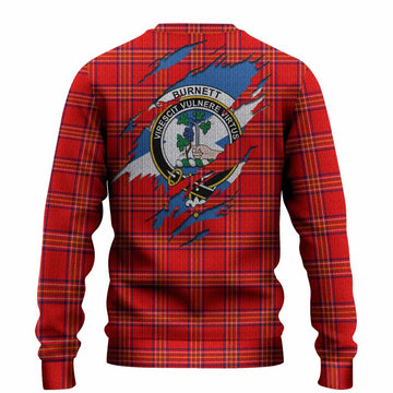 Burnett Clan Crest In Me Tartan Knitted Sweater Scotland Flag Style