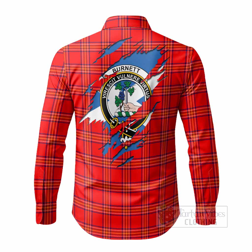 Burnett Clan Crest In Me Tartan Long Sleeve Button Shirts Scotland Flag Style