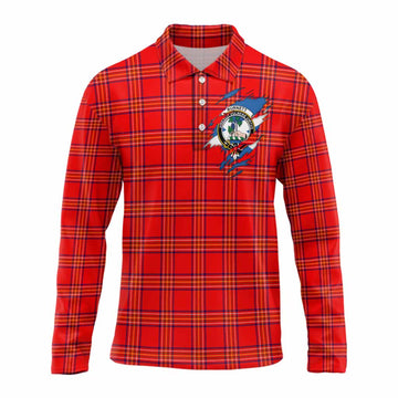 Burnett Clan Crest In Me Tartan Long Sleeve Polo Shirt Scotland Flag Style