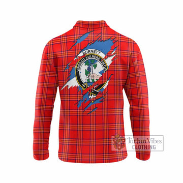 Burnett Clan Crest In Me Tartan Long Sleeve Polo Shirt Scotland Flag Style