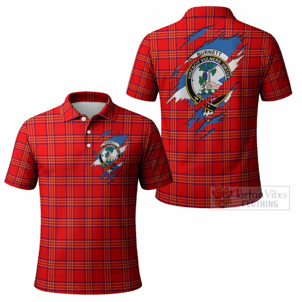 Burnett Clan Crest In Me Tartan Polo Shirt Scotland Flag Style