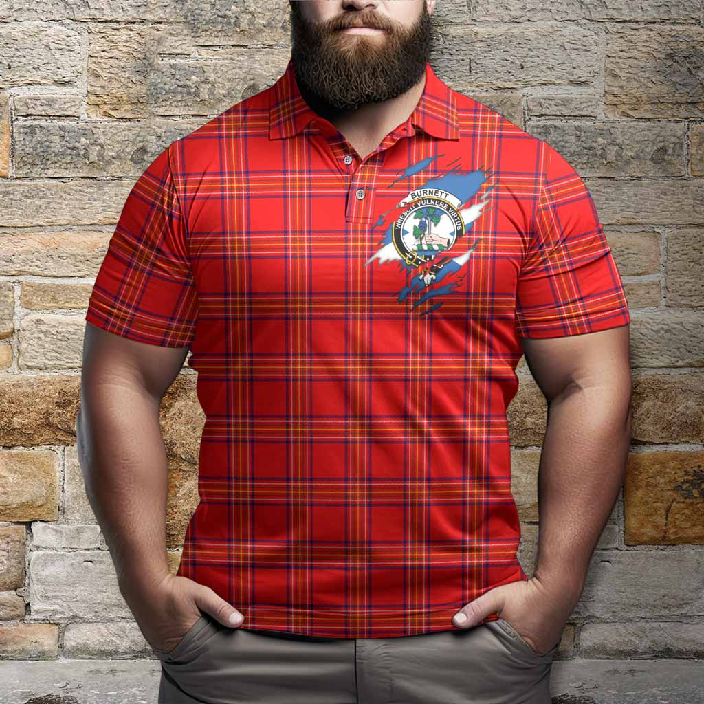 Burnett Clan Crest In Me Tartan Polo Shirt Scotland Flag Style