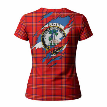 Burnett Clan Crest In Me Tartan Women T shirt Scotland Flag Style