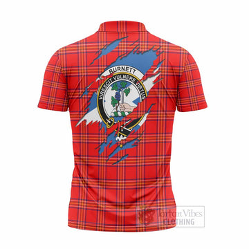 Burnett Clan Crest In Me Tartan Zipper Polo Shirt Scotland Flag Style