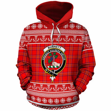Burnett Clan Tartan Christmas Cotton Hoodie with Family Crest