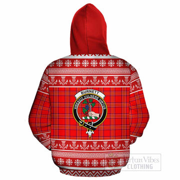 Burnett Clan Tartan Christmas Cotton Hoodie with Family Crest