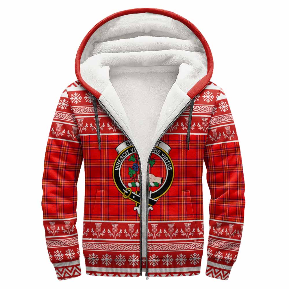 Burnett Clan Tartan Christmas Fleece Hoodie with Family Crest - Tartan Vibes Clothing