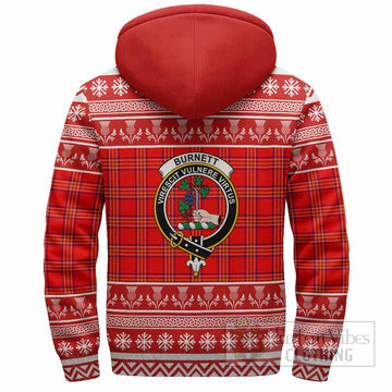 Burnett Clan Tartan Christmas Fleece Hoodie with Family Crest