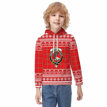 Burnett Clan Tartan Christmas Kid Hoodie with Family Crest