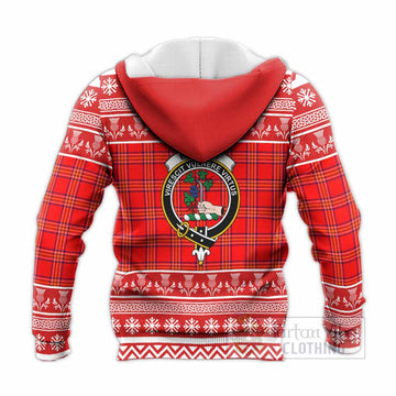 Burnett Clan Tartan Christmas Knitted Hoodie with Family Crest