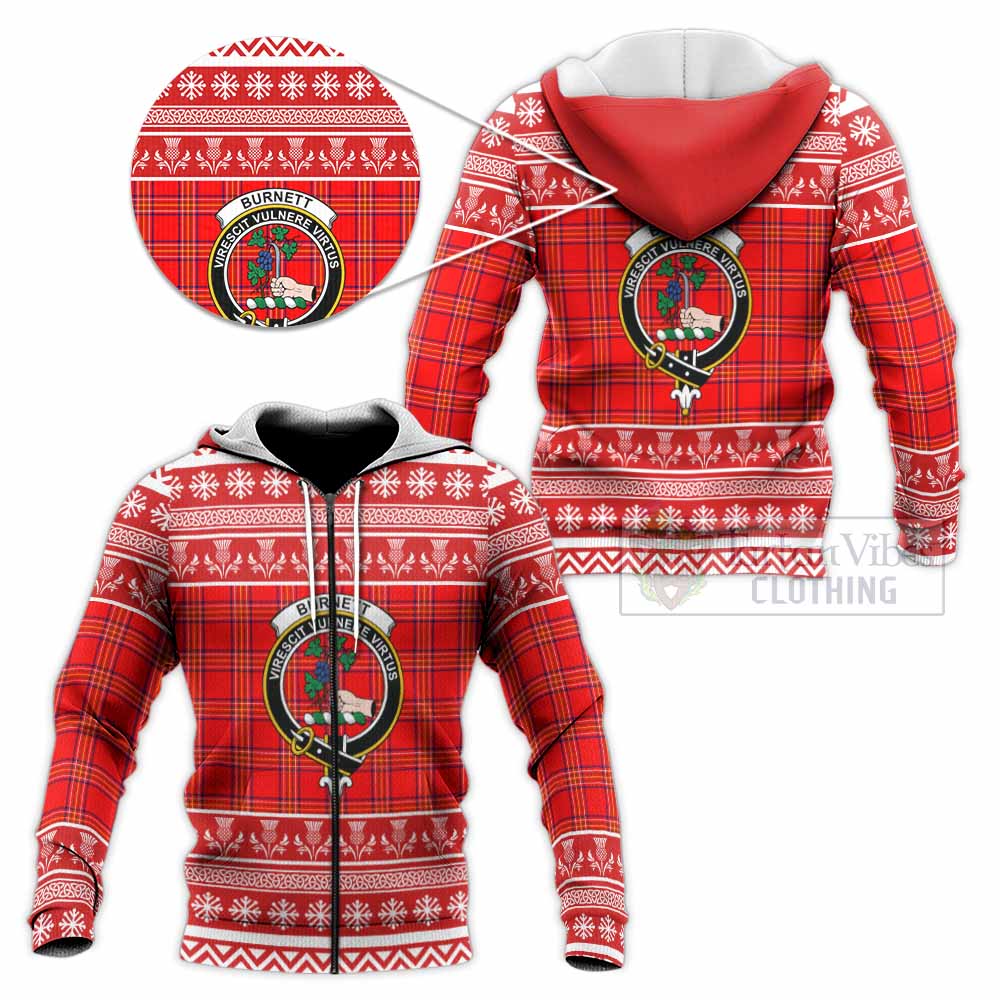 Burnett Clan Tartan Christmas Knitted Hoodie with Family Crest - Tartan Vibes Clothing
