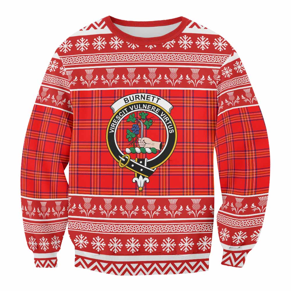 Burnett Clan Tartan Christmas Sweatshirt with Family Crest - Tartan Vibes Clothing