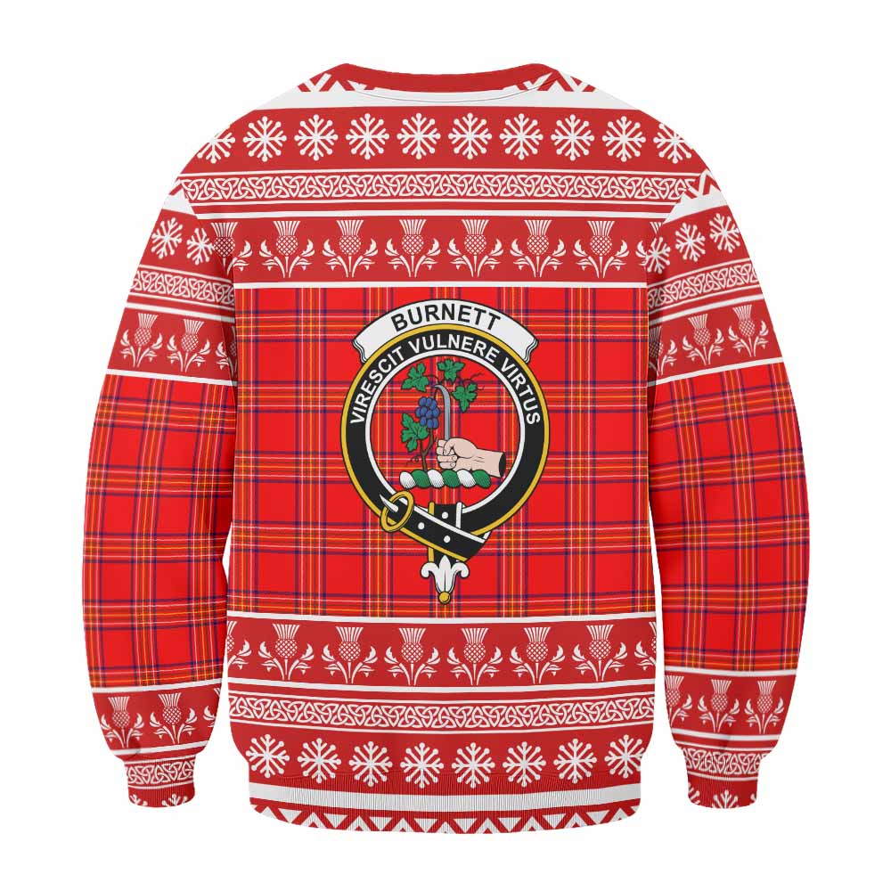 Burnett Clan Tartan Christmas Sweatshirt with Family Crest - Tartan Vibes Clothing