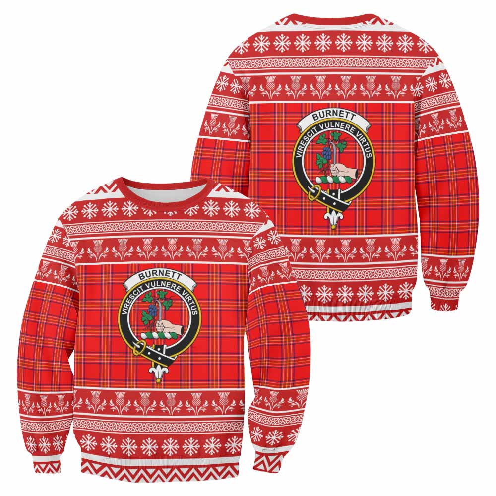 Burnett Clan Tartan Christmas Sweatshirt with Family Crest - Tartan Vibes Clothing