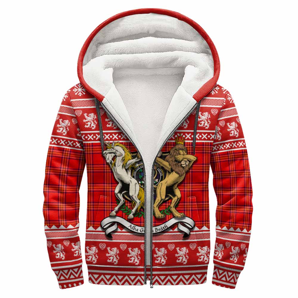 Burnett Clan Tartan Crest Christmas Fleece Hoodie Coat of Arms Funny Style - Tartan Vibes Clothing