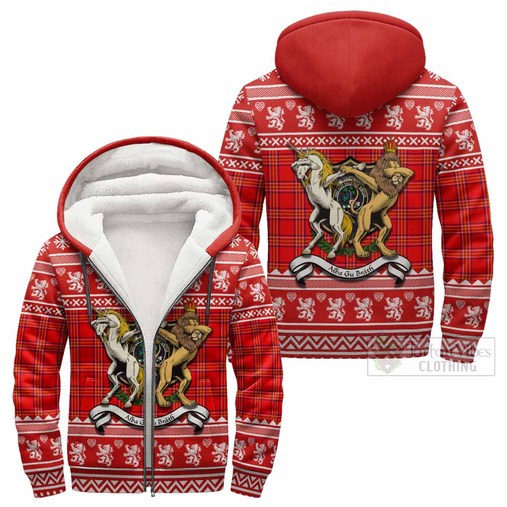 Burnett Clan Tartan Crest Christmas Fleece Hoodie Coat of Arms Funny Style - Tartan Vibes Clothing