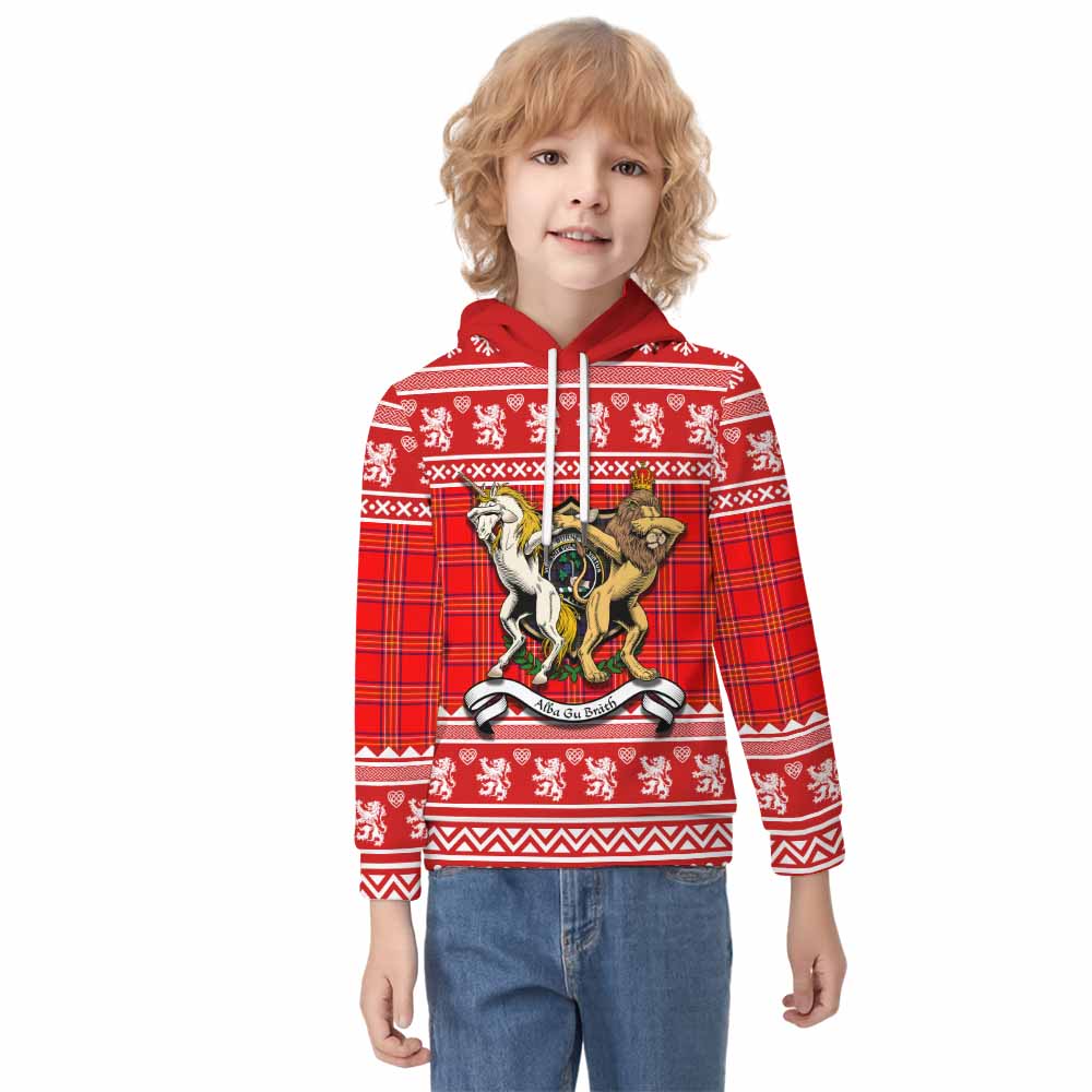 Burnett Clan Tartan Crest Christmas Kid Hoodie Coat of Arms Funny Style - Tartan Vibes Clothing