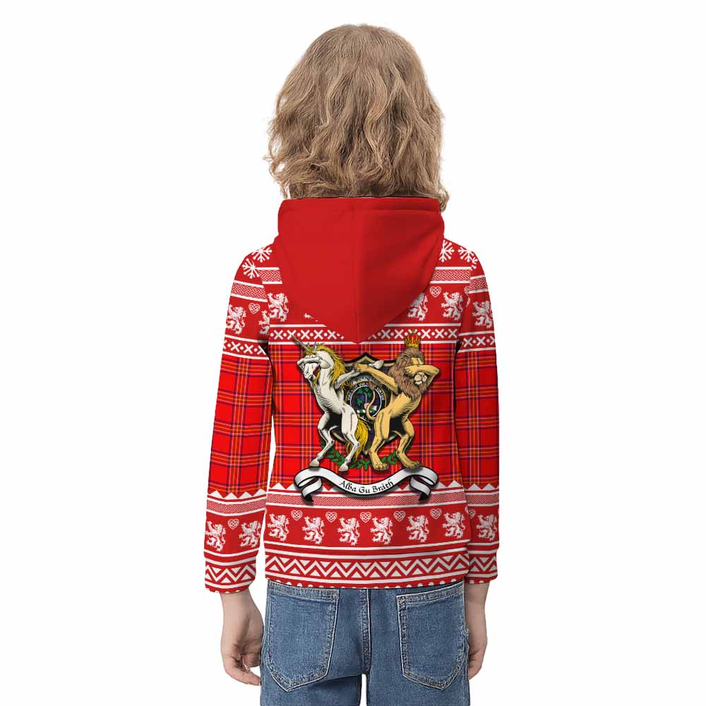 Burnett Clan Tartan Crest Christmas Kid Hoodie Coat of Arms Funny Style - Tartan Vibes Clothing