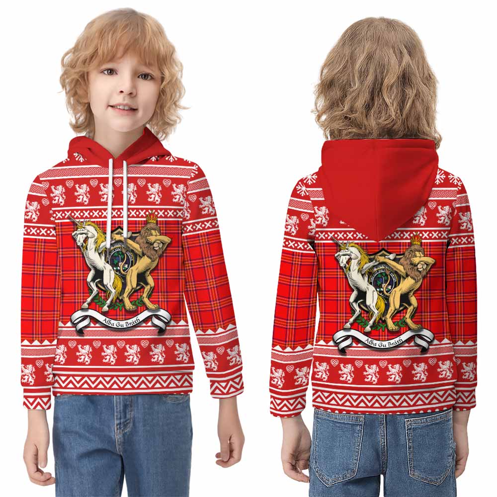 Burnett Clan Tartan Crest Christmas Kid Hoodie Coat of Arms Funny Style - Tartan Vibes Clothing